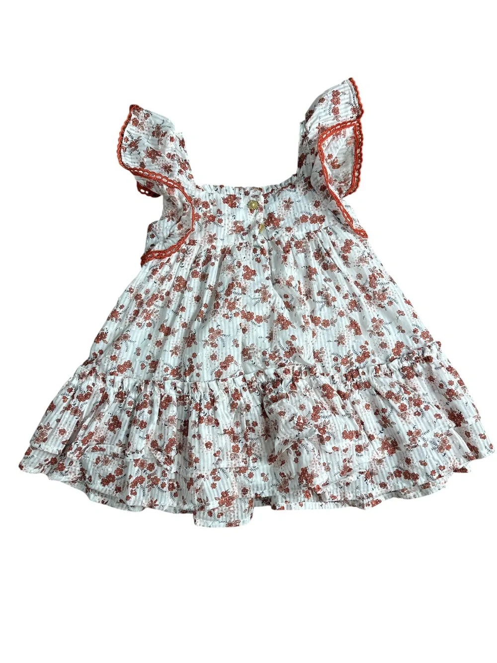 Joie White Baby Dress with Rust Floral Print